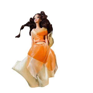 Vintage Long Hair‎ Girl Doll Orange Beige China Collectible 12"